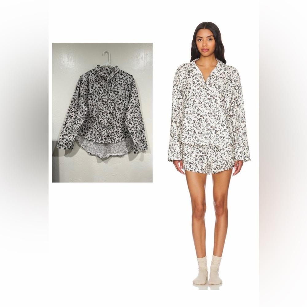 Free People Floral Print Button Up Long Sleeve Shirt Size Xl